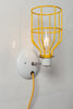 Industrial Wall Light - Yellow Wire Cage Lamp - Plug In - Industrial Light Electric - 2