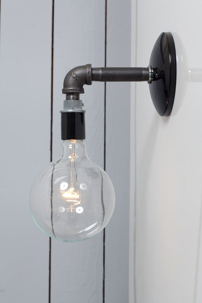 Industrial Black Pipe Wall Sconce Light - Bare Bulb Lamp - Industrial Light Electric - 1