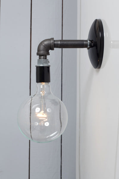 Industrial Black Pipe Wall Sconce Light - Bare Bulb Lamp - Industrial Light Electric - 1