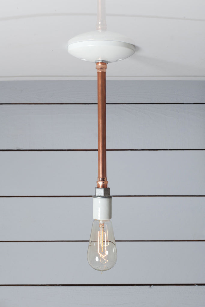 Pendant Copper Pipe Light - Bare Bulb Lamp - Industrial Light Electric - 1