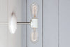 Steel and White Vintage Double Bare Bulb Wall Sconce Light