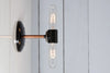 Double Copper Wall Sconce Light - Bare Bulb Lamp