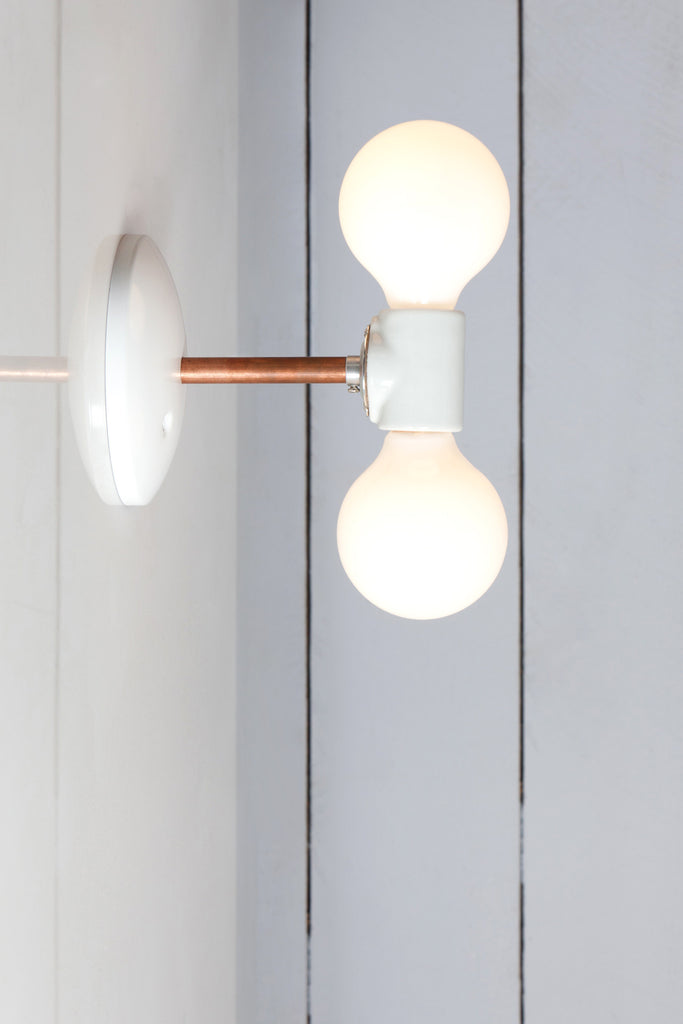 Copper Pipe Wall Sconce Light - Double Bare Bulb