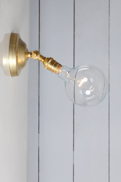 Bare Bulb Brass Wall Sconce - Angled Lamp