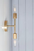 Mid Century Brass Wall Sconce - Double Bare Bulb Light