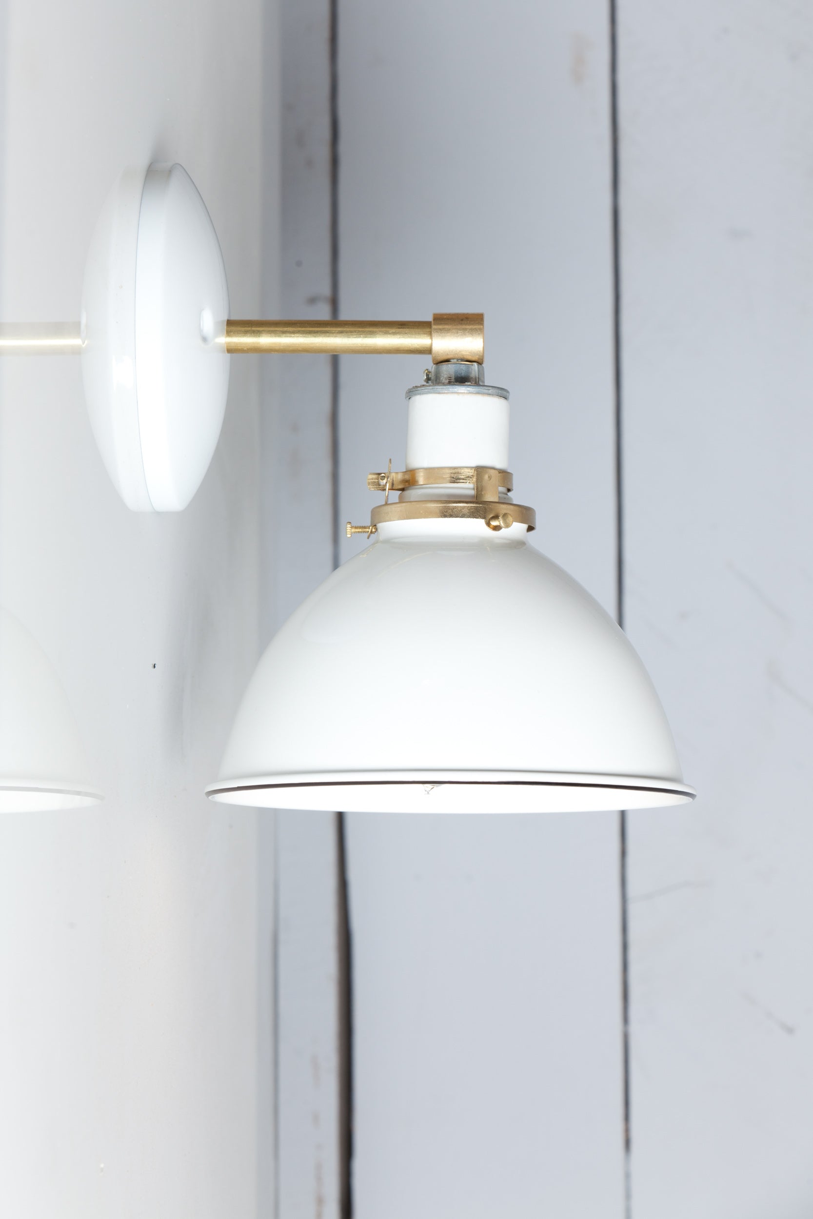 White Shade - Brass Wall Sconce Light