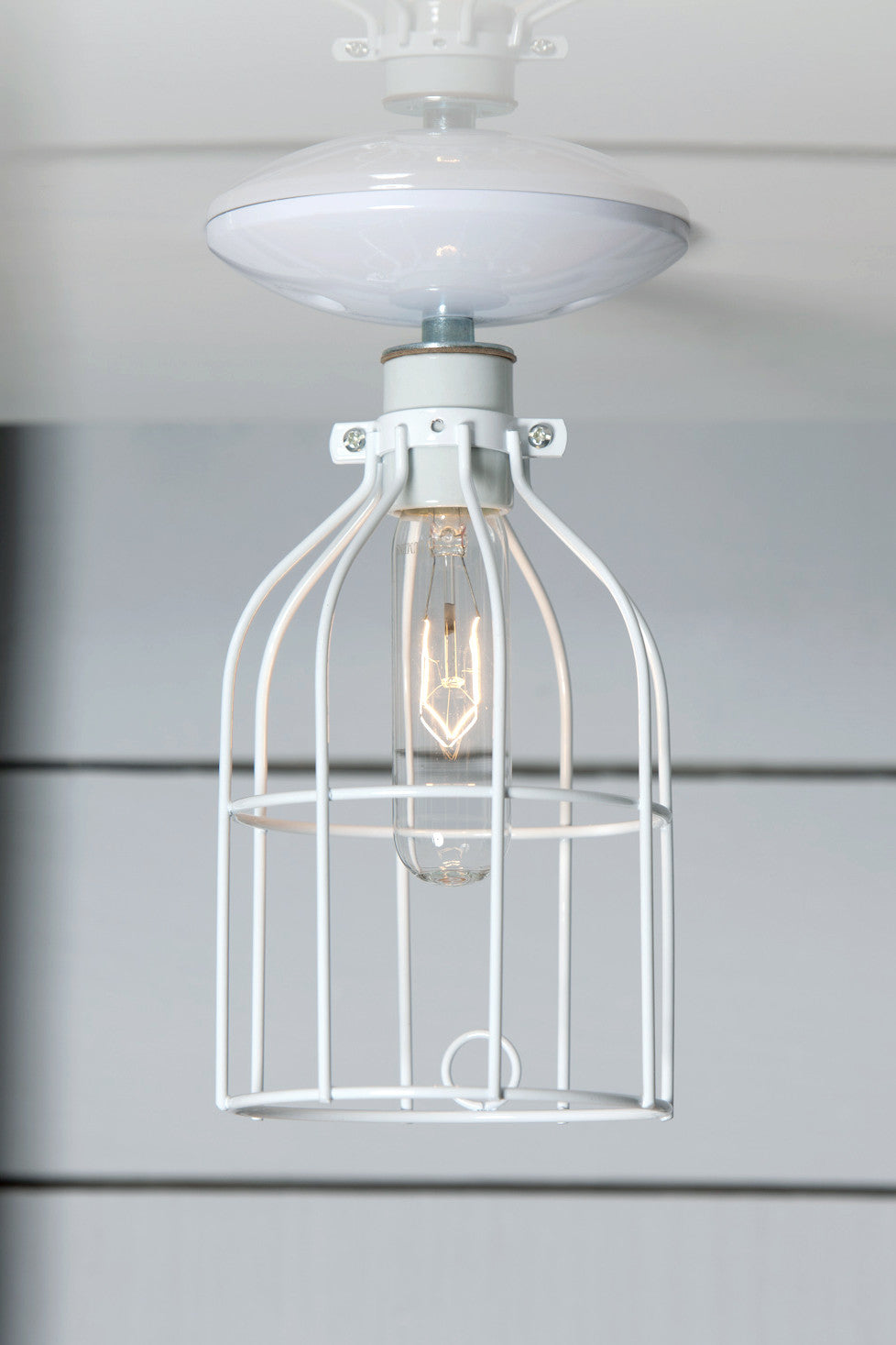 White Cage Light Ceiling Mount