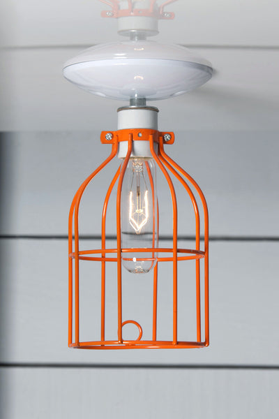 Industrial Lighting - Orange Cage Light - Ceiling Mount - Industrial Light Electric - 1