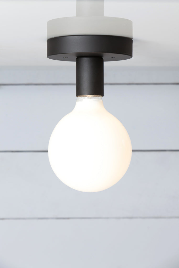 Matte Flat Black Ceiling Light - Bare Bulb