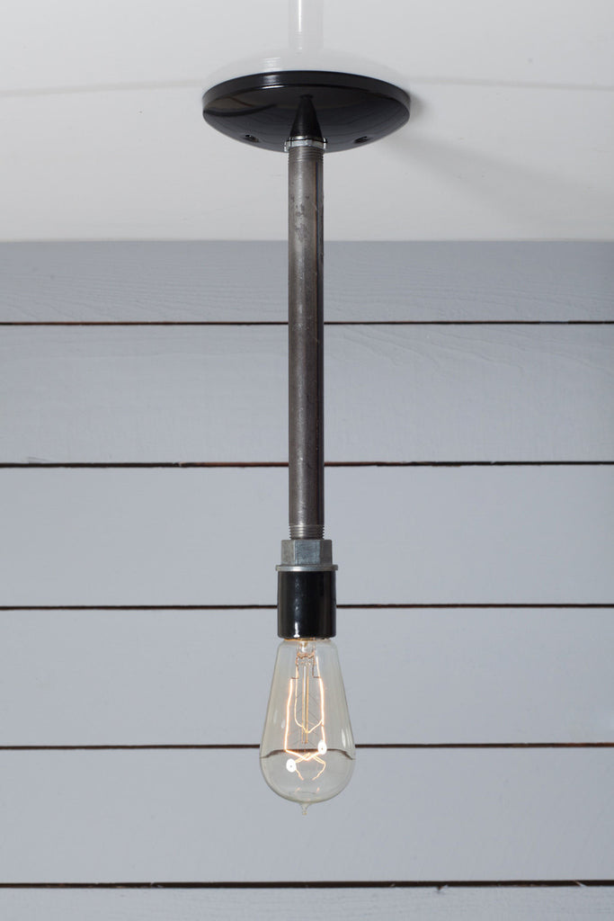 Black Pipe Pendant Light - Bare Bulb Lamp